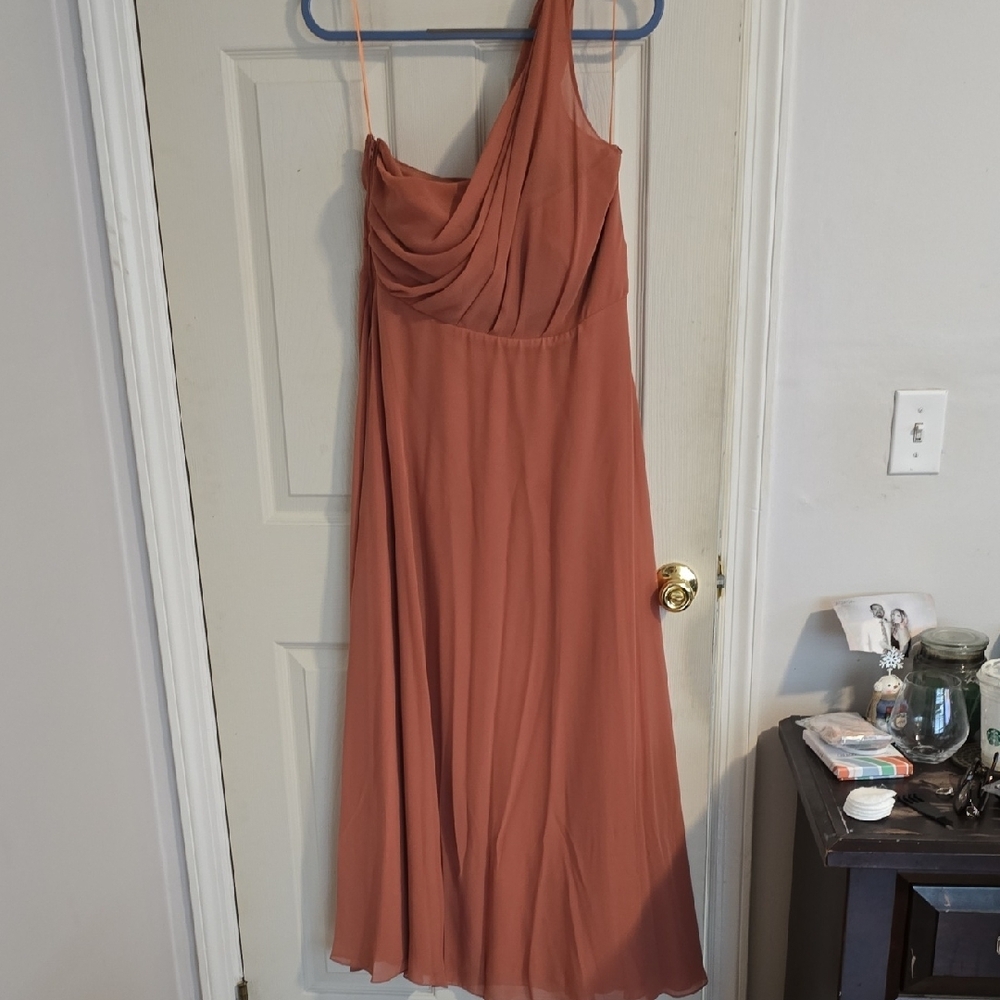 Birdy Grey One-Shoulder Terracotta Dress - Picture 3 of 7